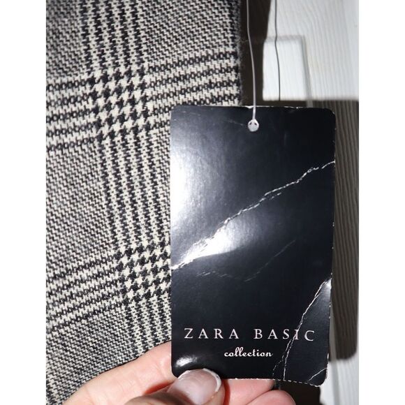 Zara Basic 2753/228/093 Women's Sz L Glen Plaid Wool Blend Sheath Dress $159 - Picture 4 of 14